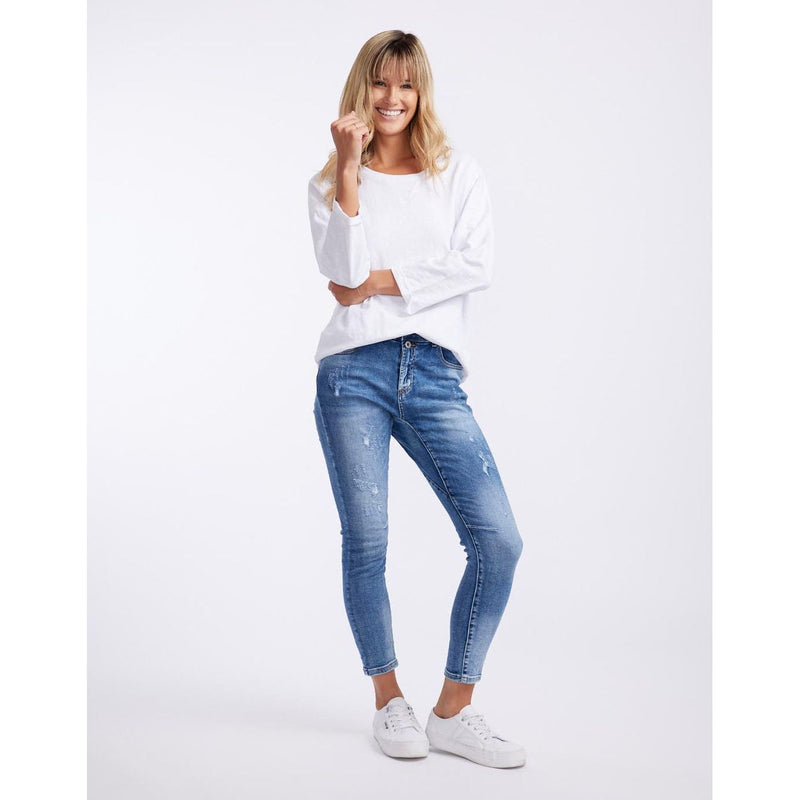 Annie 3/4 sleeve top white