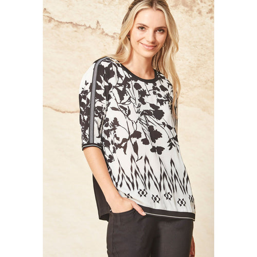 Orbit top print (Size Small left) - By Design Fashions