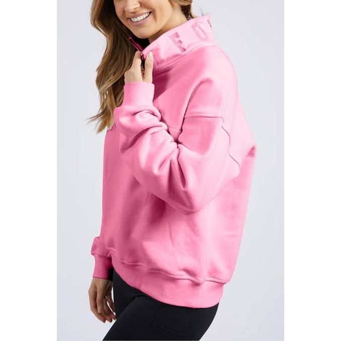 College zip crew pink