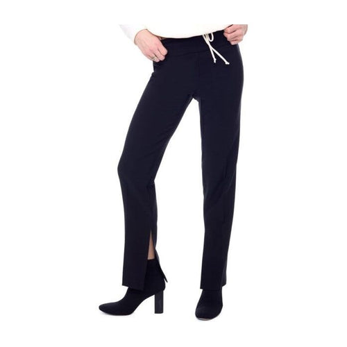 solid palemo side slit full length pant - By Design Fashions
