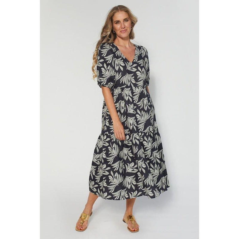 Miyuki dress palm black - By Design Fashions