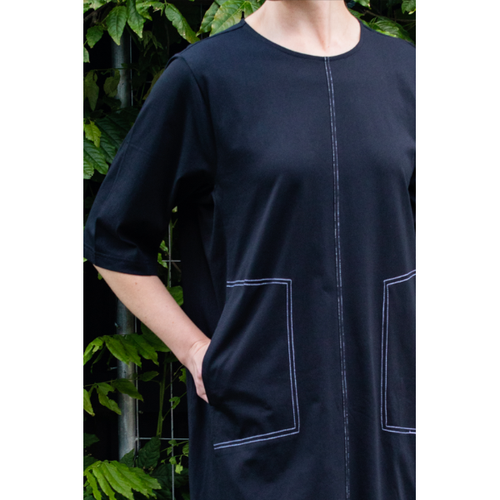 Top stitch dress black