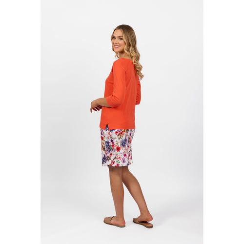 Boat neck 3/4 sleeve top punch - By Design Fashions