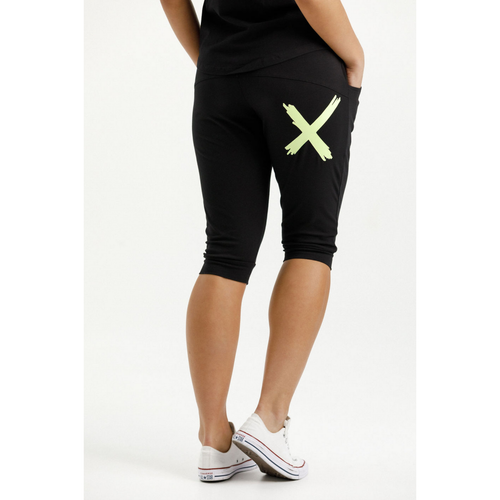 3/4 Apartment pants black/Lime X - By Design Fashions