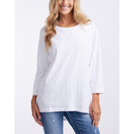Annie 3/4 sleeve top white