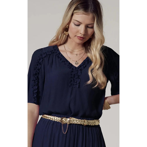 Salute Top indigo (Last one size 12) - By Design Fashions