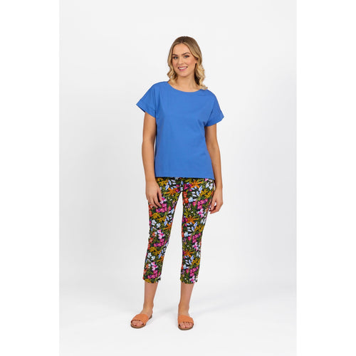 drop sleeve top with steep hem french blue (Last one size 10) - By Design Fashions