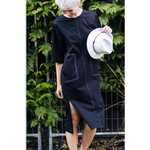 Top stitch dress black