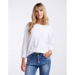 Annie 3/4 sleeve top white