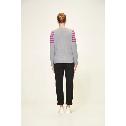 flynn sweater silver marle (size Lge) - By Design Fashions