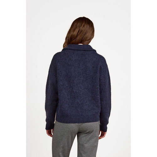 Relaxed fit half zip sweater with collar ink