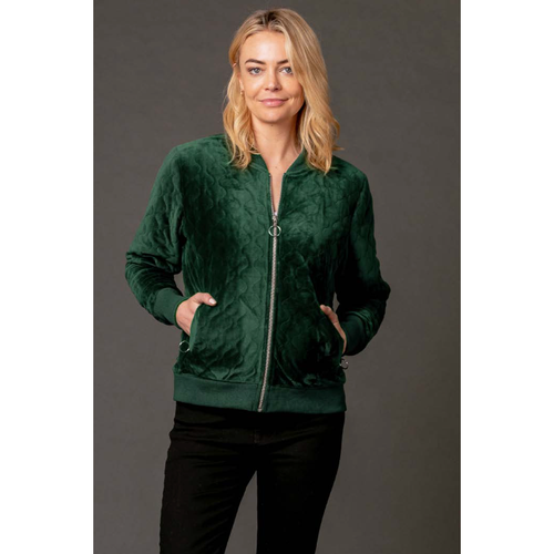 Quilted bomber green