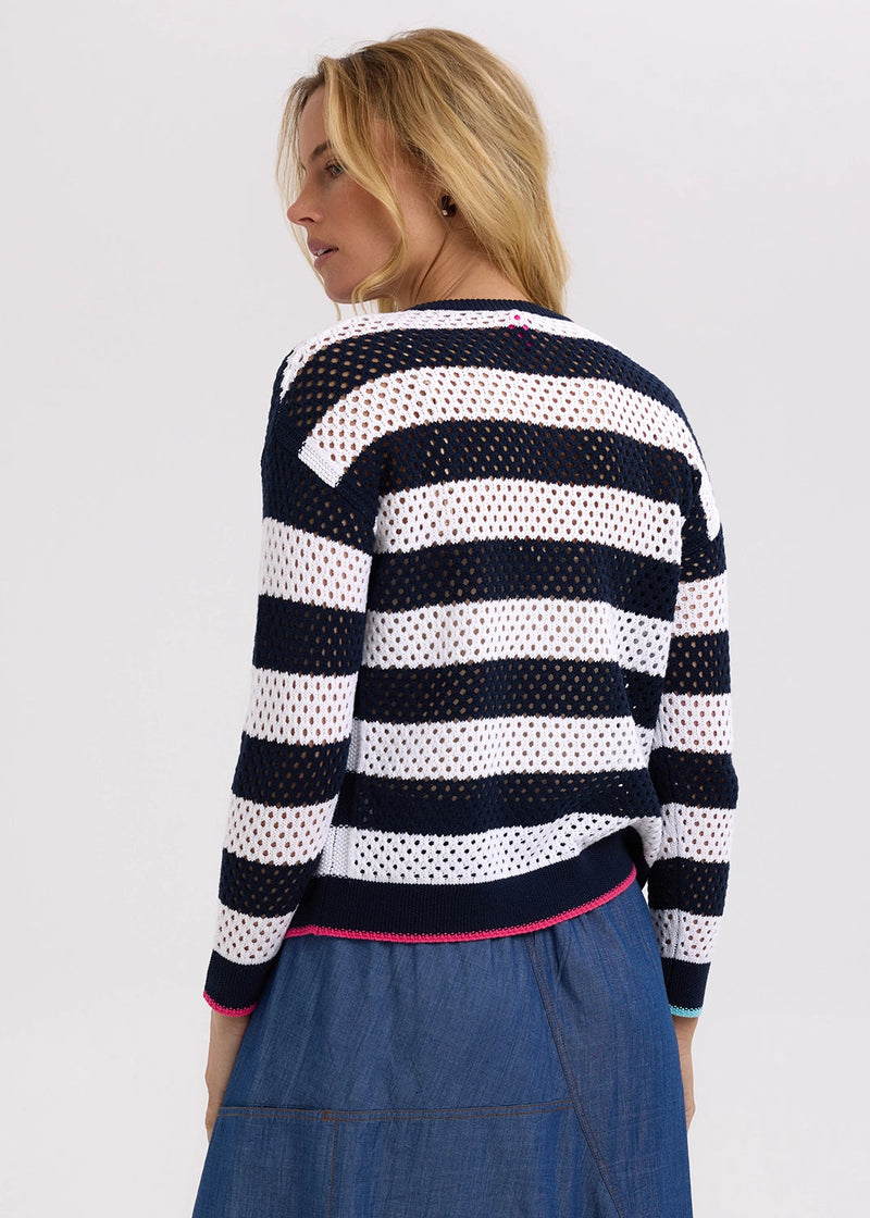 Pointelle zip cardi