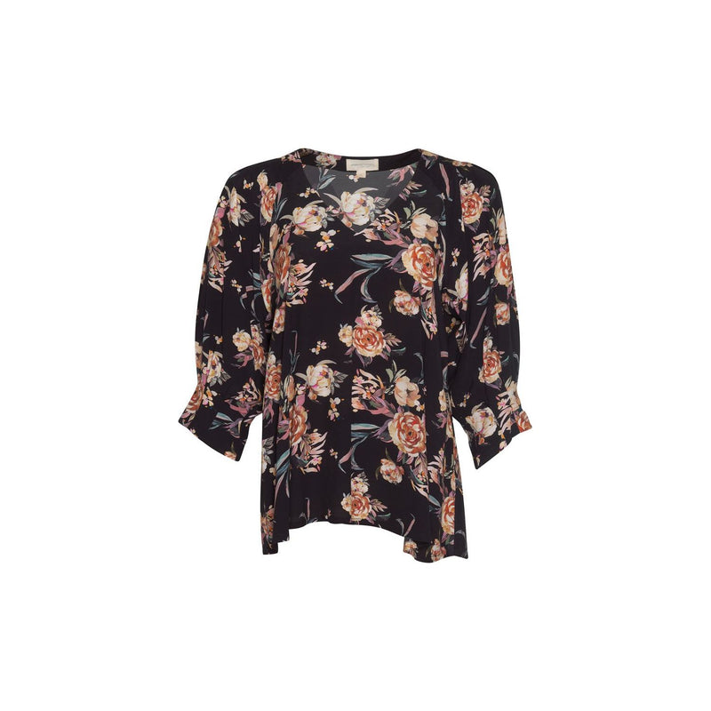 Peony Princess top black multi (Last one size 12) - By Design Fashions