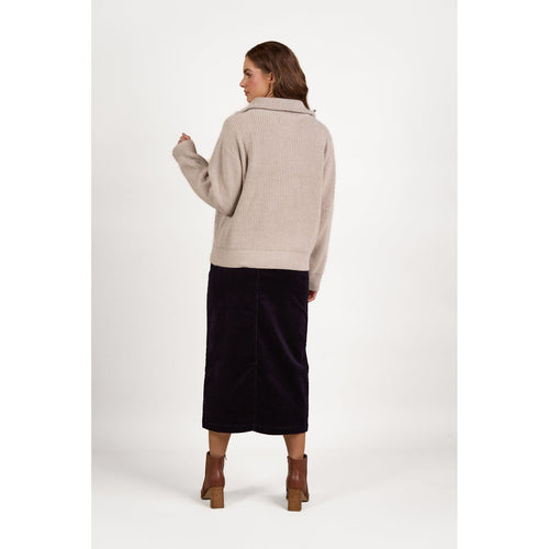 Relaxed fit half zip sweater with oatmeal