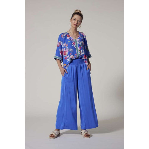 Fiesta top Corfu blue multi top (Last one size  10) - By Design Fashions