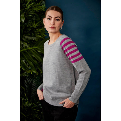 flynn sweater silver marle (size Lge) - By Design Fashions