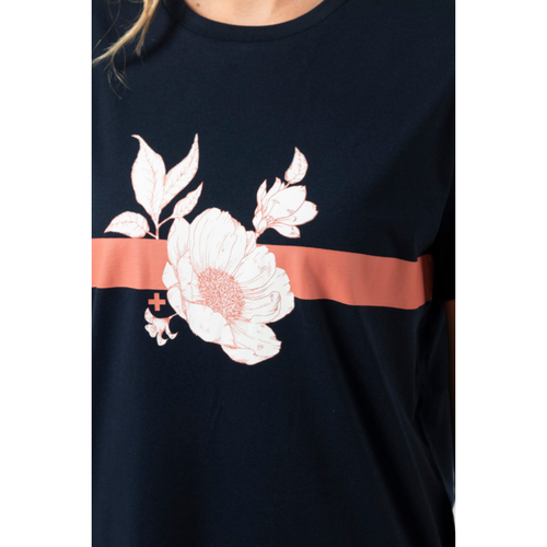 Tee shirt dress navy floral (Last one size 12) - By Design Fashions