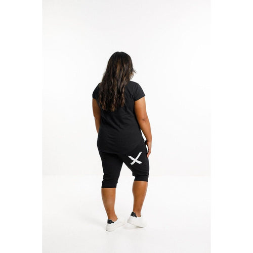 3/4 apartment pants black/white X - By Design Fashions