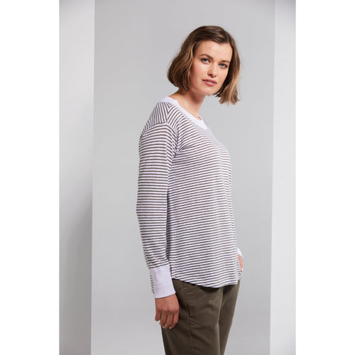 Peel top Sage Stripe - By Design Fashions