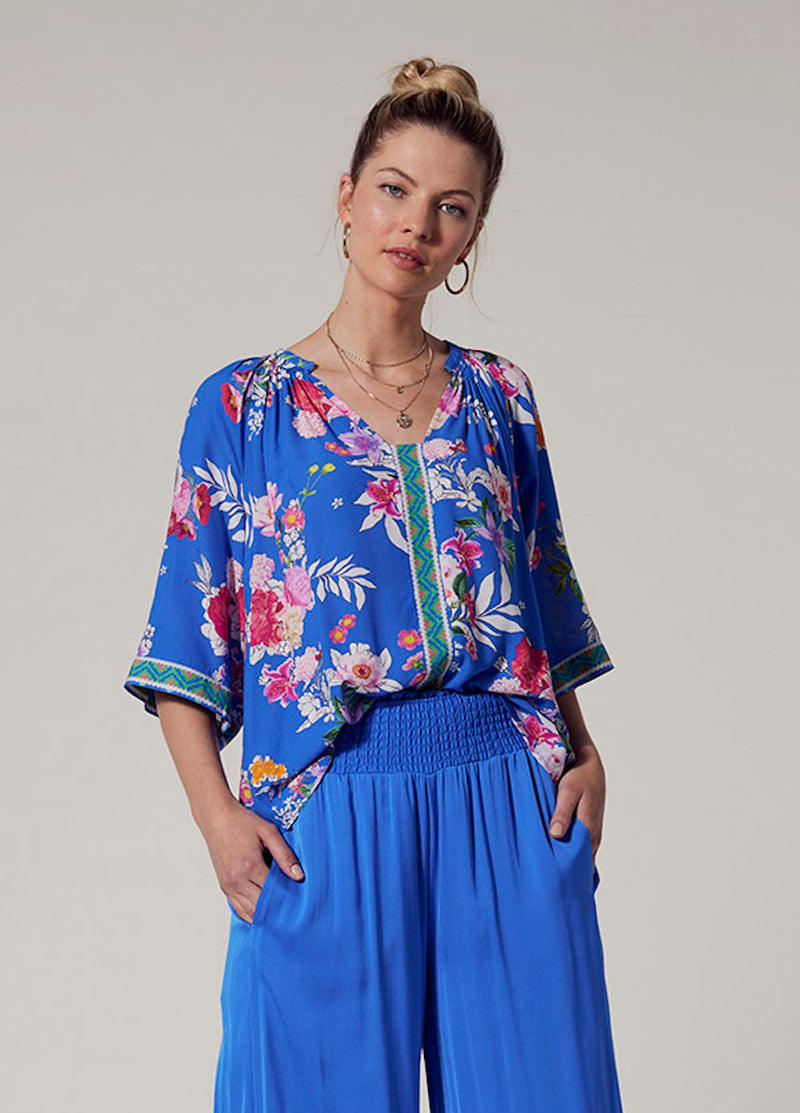 Fiesta top Corfu blue multi top (Last one size  10)