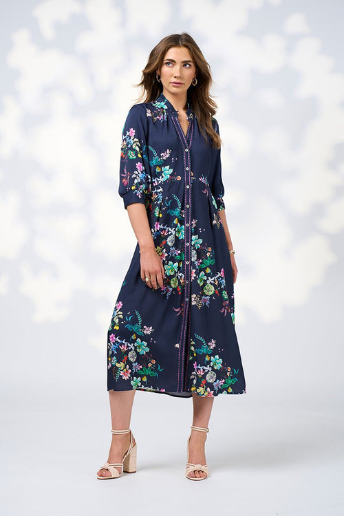 La Boheme shirt dress indigo multi