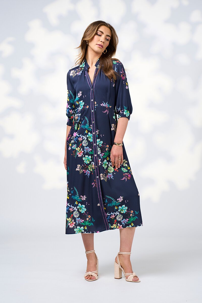 La Boheme shirt dress indigo multi