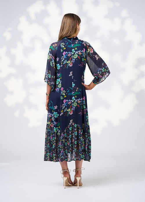 La Boheme midi dress indigo multi