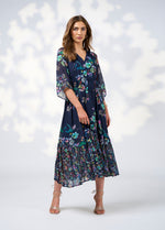La Boheme midi dress indigo multi