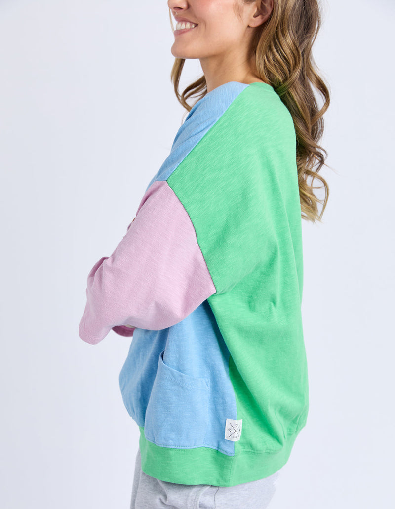 Maize colourblock tee dusk blue/pink/green
