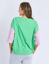 Maize colourblock tee dusk blue/pink/green