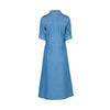 Cap sleeve shaped waist button up dress with pockets