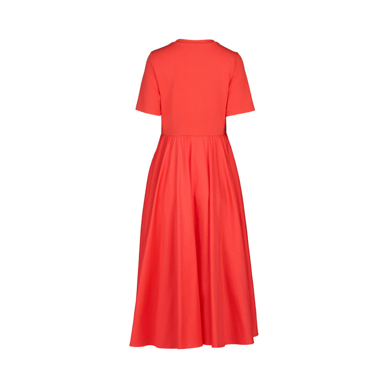 T shirt dress with woven skirt and pockets