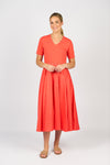 T shirt dress with woven skirt and pockets