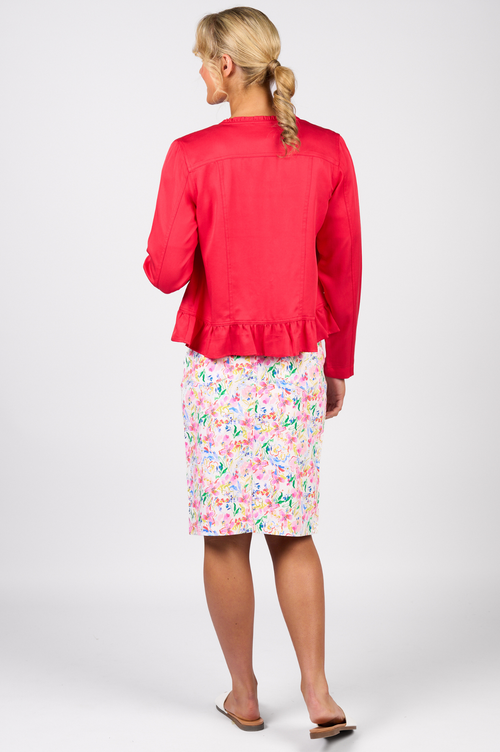 jacket with frill hem cherry