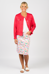 jacket with frill hem cherry