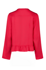jacket with frill hem cherry