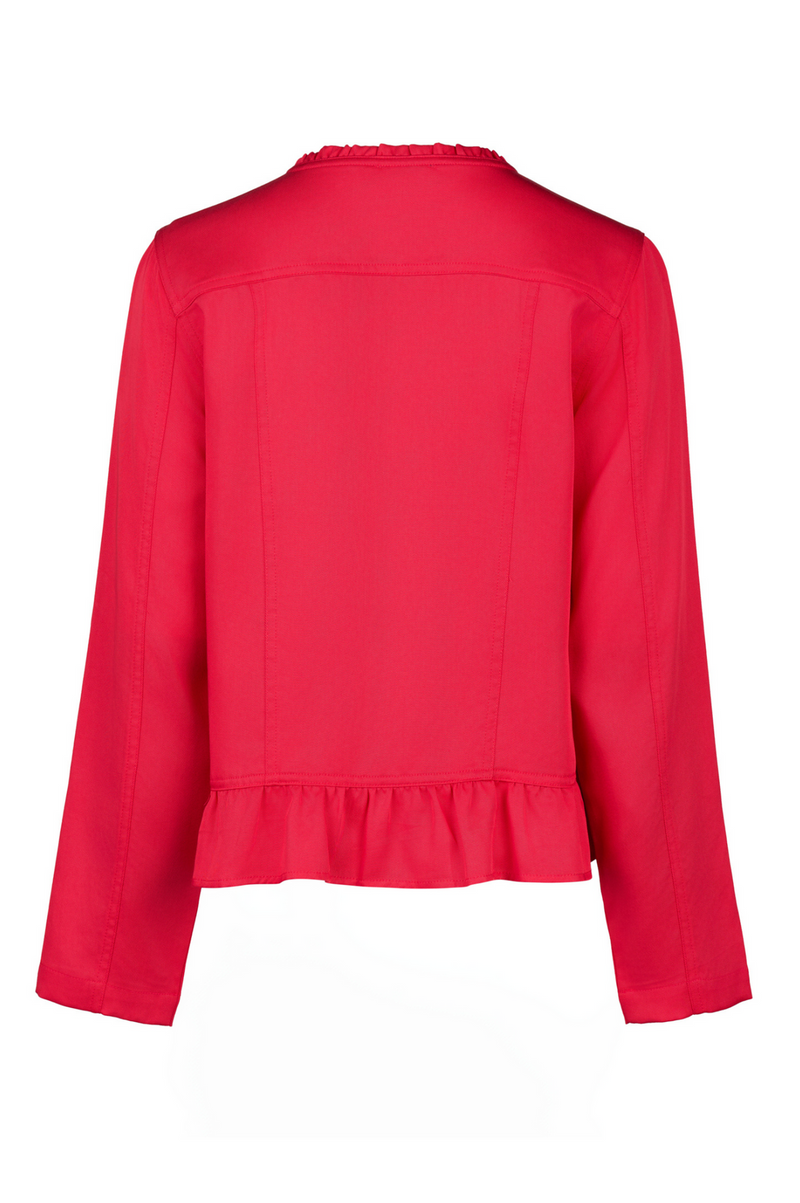 jacket with frill hem cherry