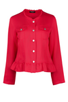 jacket with frill hem cherry
