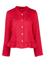jacket with frill hem cherry