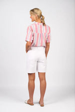 dropped shoulder shirt with rounded hem