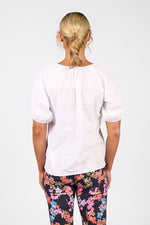 Plain V neck top with floaty sleeve white