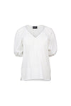 Plain V neck top with floaty sleeve white