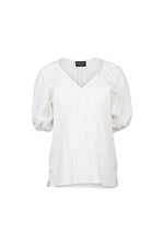 Plain V neck top with floaty sleeve white