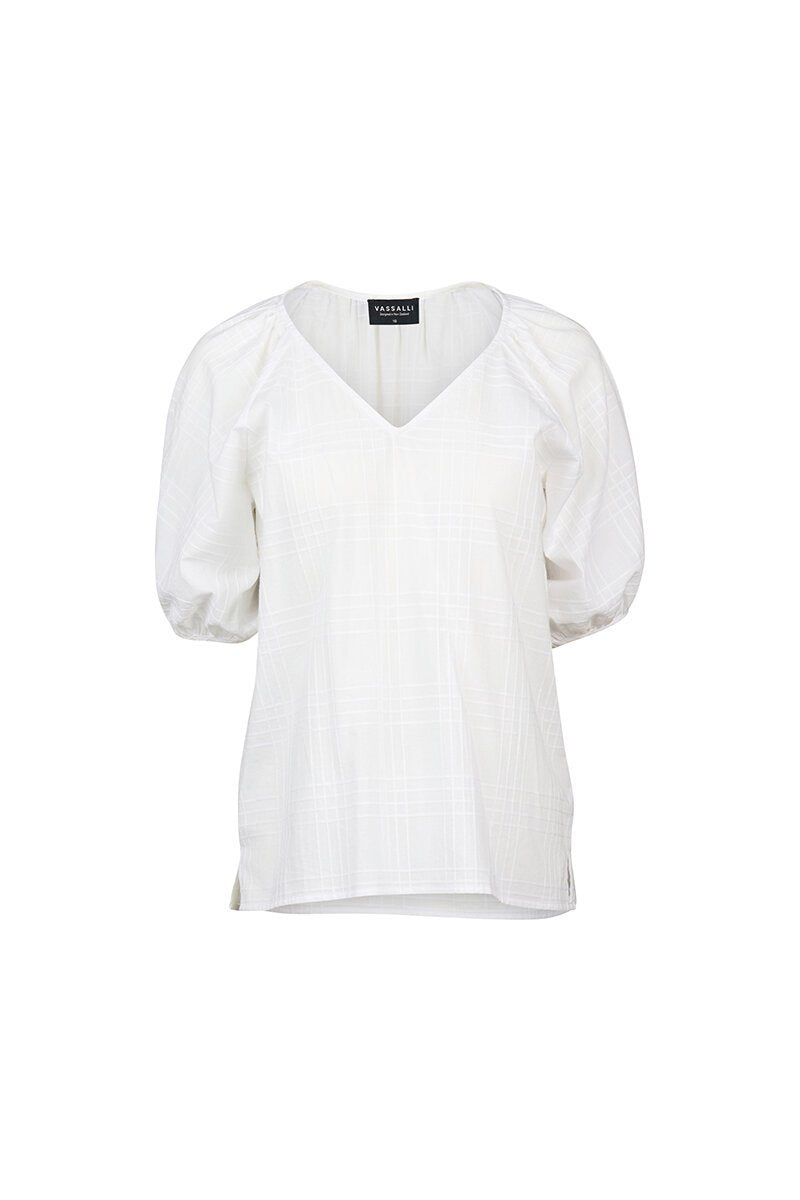 Plain V neck top with floaty sleeve white