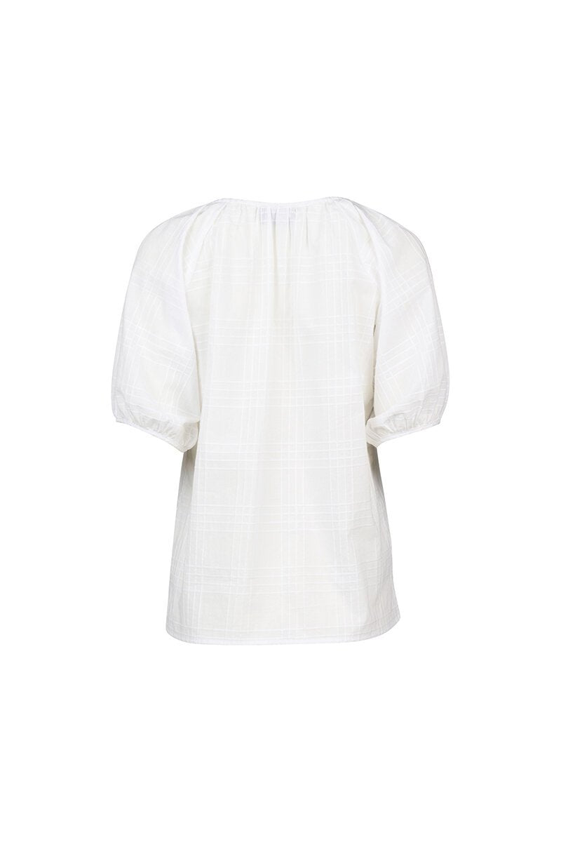 Plain V neck top with floaty sleeve white