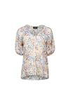 Printed V neck top with floaty sleeve amalfi
