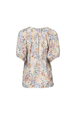 Printed V neck top with floaty sleeve amalfi