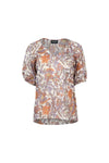 Printed V neck top with floaty sleeve tuscany