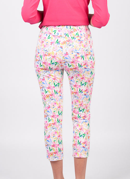 Printed skinny leg 7/8 light weight pull on porto